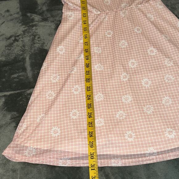 No Boundaries Mesh Mini Dress Girls M(7-9) Pink Daisy Cap Sleeves Smocked Back - Picture 5 of 6